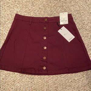 Maroon Button Up Skirt